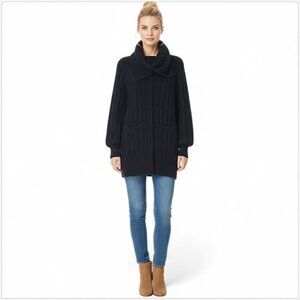 Piazza Sempione Navy Blue Cardigan Long Chunky Wool Mohair Cashmere Knit Size 42